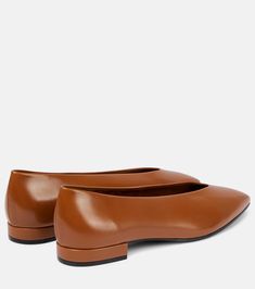 Rebecca Leather Ballet Flats in Brown - Loro Piana | Mytheresa Womens Saddle Shoes, Brown Ballet Flats, Ballet Flats Outfit, Saddle Shoes, Flats Outfit, Slingback Flats, Saddle Brown, Brown Flats, Leather Moccasins