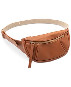 INC International Concepts® keeps all of your essentials easy to reach with this chic pebbled belt bag.


 	Bag: 14"W x 5"H x 1-1/8"D; Belt: 1" - 2-3/8"W
 	Belt length: S: 32"; M: 34"; L: 36"; XL: 38"
 	Zipper closure
 	Gold-tone exterior hardware
 	Polyurethane
 	Spot clean
 	Imported Leather Fanny Pack, Brown Belt, Bag Bag, Inc International Concepts, Brown Gold, Belt Bag, Pebbled Leather, Purses Crossbody, Gold Hardware