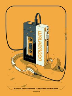 an old cassette player with headphones plugged into it