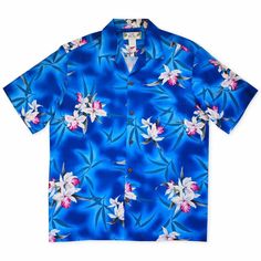 Poipu Blue Hawaiian Rayon Shirt - Made in Hawaii Hawaiian Dresses, Aloha Print, Hawaii Usa, Hawaiian Outfit, Rayon Shirt, Blue Hawaiian, Tropical Style, Made Clothing, Classic Elegant