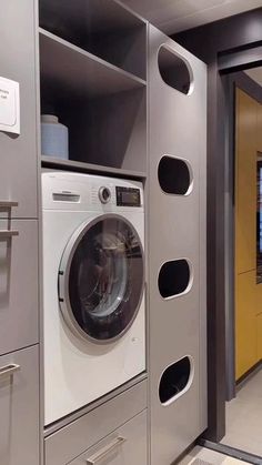 a washer and dryer in a small room