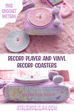 Crochet a Retro Record Player Coaster - Atelier Delilah Graphic Crochet, Retro Crochet, Retro Record Player, Quick Crochet Patterns, Crochet Design Pattern, Kawaii Crochet, Diy Crochet Projects