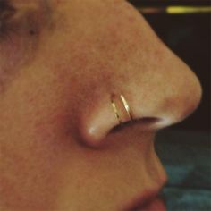 a close up view of a nose with a ring on it's nose,