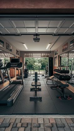 an indoor gym with treadmills and exercise equipment