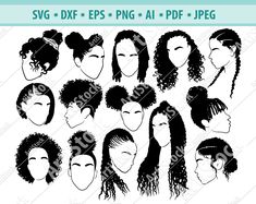 Hairstyles Cut, Hair Dreadlocks, Digital Ocean, Drawing Hair Tutorial, Hair Sketch, Afro Girl, Black Cartoon, Svg Silhouette, Hair Reference