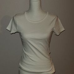 Brand New, But No Tags. Fitted, Soft. Everyday Fitted White T-shirt, White Fitted Everyday T-shirt, White Fitted Short Sleeve Top With Scoop Neck, White Fitted Short Sleeve Scoop Neck Top, White Fitted Scoop Neck Short Sleeve Top, White Stretch Basic Short Sleeve Top, White Stretch Short Sleeve Top With Scoop Neck, White Stretch Scoop Neck Short Sleeve Top, Basic White Scoop Neck Short Sleeve Top