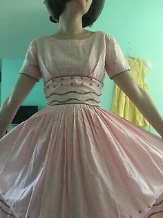 <p>1950s pink gingham with floral embroidery picnic dream dress by california cottons ��</p><p>the perfect cut, with flattering waist detail with dainty embroidery �� features built-in crinoline & metal zip up back. </p><br><p>condition: excellent with no flaws to note! </p><br><p>measurements:</p><p>34” max bust</p><p>24-25” waist</p><p>full skirt</p><p>39” long</p><p>(I am 30b-24/25-38 modeling)</p><br><p>ask for additional pics ��</p> Retro Plaid Fitted Vintage Dress, Fitted Retro Plaid Vintage Dress, Fitted Plaid Retro Vintage Dress, Fitted Gingham Retro Vintage Dress, Fitted Vintage Gingham Dress In Retro Style, Retro Fitted Gingham Vintage Dress, Fitted Gingham Vintage Dress, Retro Gingham Vintage Dress, 1950s Style Gingham Fitted Dress