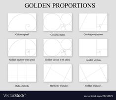 golden proportion chart for the golden section in a drawing book, with instructions to draw it