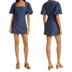 Women’s New Frame Nina Mini Denim Puff Sleeve Dress In A Size Xl Msrp $428. No Holes, Tears Or Damage. Smoke And Pet Free Home. Measurements: Shoulder To Hem- 34.5” Sleeve Length- 12” Pit To Pit- 20” Waist Across- 17.5” Quick Shipper Top Rated Seller Summer Puff Sleeve Denim Dress, Chic Denim Blue Puff Sleeve Dress, Chic Fitted Denim Dress With Puff Sleeves, Chic Denim Blue Dress With Puff Sleeves, Fitted Blue Denim Dress With Square Neck, Chic Spring Denim Dress With Puff Sleeves, Chic Puff Sleeve Denim Dress For Summer, Chic Square Neck Denim Dress For Spring, Chic Blue Denim Dress With Square Neck