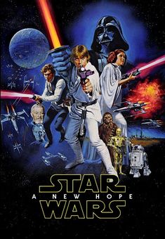 star wars movie poster with characters in action