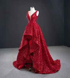 Prom dresses Evening Gowns For Women Elegant Gown Dresses Long Luxury Party Sequins Bling Wedding sold by ivowedding on Storenvy Red Gala Dress Classy Sequin, Sparkling Red Dress, Red Sparkly Prom Dresses, Red Gowns Elegant, Christmas Ball Dress, Red Sparkle Dress, Red Prom Gown, Red Sparkly Dress, Red High Low Dress