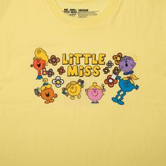 Experience nostalgia and comfort with our officially licensed Adult Juniors Little Miss Sleepwear Set. This delightful set includes a sunny yellow short sleeve tee shirt made from a cozy blend of 60% cotton and 40% polyester, featuring charming Little Miss and Mr. Men character art front and center. Complementing the tee shirt are crisp white sleep pants adorned with an all-over repeat print of the beloved Mr. Men and Little Miss characters, adding a touch of whimsy to your bedtime. Crafted from Casual Yellow T-shirt For Loungewear, Yellow Cartoon Print T-shirt For Summer, Playful Cartoon Print T-shirt For Loungewear, Cotton Character Print T-shirt For Loungewear, Yellow Pop Culture Character Print T-shirt, Yellow Crew Neck T-shirt With Cartoon Print, 90s Style Yellow Cotton T-shirt, Yellow Pop Culture T-shirt With Character Print, Playful Yellow Loungewear Tops