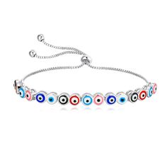 PRICES MAY VARY. Colorful Evil Eye Bracelet for Women: Blue evil eye amulet bracelet, High quality, high polished, Nickel-free, Hypoallergenic and shiny White Gold Slider Bracelet Size: Chain Length: Adjustable 7 +2 inches box chain for your wrist. Lightweight and comfortable to wear. Perfect bracelets for Women and girls. Dainty Bracelet with High Quality: Mmade of 14K white gold plated on high quality brass, 5A+ Cubic Zirconias, hypoallergenic, harmless to your body, sturdy and durable, highly Evil Eue Bracelets, Amulet Bracelet, Gold Bracelet For Women, White Gold Bracelet, Blue Evil Eye, Yellow Gold Bracelet, Dainty Bracelets, Evil Eye Bracelet, Evil Eye Jewelry