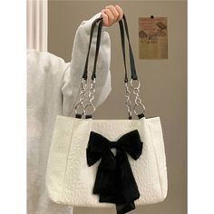 Color: WHITE Carteras Aesthetic, Aesthetic Bow, My Style Bags, Sac Diy, Tas Fashion, Bow Bag, Girly Bags, Fancy Bags, Bags Aesthetic