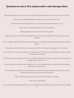 Questions for first session with a new therapy client. Second Therapy Session, Therapy Session Activities, Initial Therapy Session Questions, Therapy Processing Questions, Case Conceptualization Therapy, Questions To Ask Your New Therapist, Last Therapy Session Activities, Initial Therapy Session Activities, First Therapy Session Activities