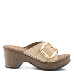 SPRING STEP Style: NIENNA Elevate your style and comfort with our demi wedge slip-on, featuring a sumptuous suede footbed, a striking large buckle detail, and a choice of luxurious leather uppers. Upper: Leather Lining: Leather Insole: Suede Outsole: Polyurethane Closure: Slide Heel Height: 2 3/4" Platform Height: 1" Features: - Memory Foam - Fit Recommendation: Fits true to size - The suede ultra-comfortable footbed offers unparalleled cushioning and support for all-day wear. - A prominent larg Chic Beige Wedge Sandals With Buckle Closure, Leather Slip-on Wedge Sandals With Buckle Closure, Summer Suede Clogs With Buckle Closure, Chic Wedge Heel Clogs With Buckle Closure, Spring Wedge Heel Clogs With Buckle Closure, Spring Buckle Closure Wedge Heel Clogs, Elegant Spring Clogs With Buckle Closure, Leather Wedge Heel Mules With Buckle Closure, Leather Mules With Buckle Closure And Wedge Heel