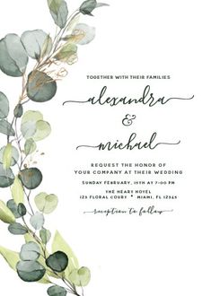 Eucalyptus Greenery Succulent Elegant Wedding Invitation Gold Foil Wedding Invitations, Medieval Wedding, Spring Wedding Invitations, Marriage Invitations, Invitation Flyer, Gold Foil Wedding, Spring Wedding Colors, Wedding Invitations Zazzle, Wedding Invitation Card Design