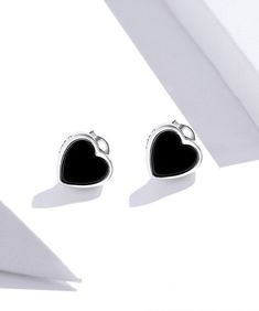 Simple Charm Jewelry. Genuine 925 Sterling Silver Black Agate Love Stud Earrings for Women. Korean Jewelry CQE915. Main Stone: Zircon Item Weight: 1.6g Origin: CN(Origin) Certificate: Yes Metals Type: Silver Metal Stamp: 925,Sterling is_customized: Yes Fine or Fashion: Fine Back Finding: Push-back Gender: Women Side Stone: None Earring Type: Stud Earrings Style: TRENDY Shape\pattern: Heart Occasion: Engagement Certificate Type: GDTC Material: 925 Sterling Silver Occasion: Wedding, Anniversary, E Black Earrings For Valentine's Day Anniversary, Black Earrings For Anniversary On Valentine's Day, Elegant Black Heart Earrings For Anniversary, Black Valentine's Day Earrings, Black Sterling Silver Heart Earrings, Black Sterling Silver Jewelry For Valentine's Day, Korean Jewelry, Mini Earrings, Silver Charm Bracelet