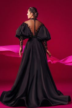 Hand beading and taffeta combination puff sleeves dress – HerTrove Puff Sleeves Dress, Black Evening Dress, Couture Wedding Gowns, Unique Prom Dresses, Designer Wedding Gowns, Black Tulle, Black Evening Dresses, Sleeves Dress, Modern Wedding Dress