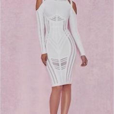 White Party Dress; House Of Cb( New With Tags White Midi Bodycon Dress For Evening, White Midi-length Bodycon Dress For Evening, White Midi Length Bodycon Dress For Evening, White Midi-length Bodycon Evening Dress, White Midi Bodycon Dress For Party, White Midi Dress For Party Season, White Bodycon Midi Dress For Evening, White Midi Length Bodycon Dress For Party, White Midi Length Bodycon Party Dress