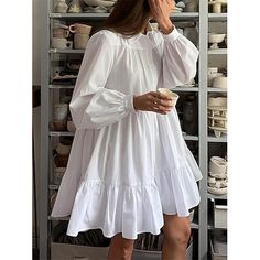 White Dress Shirt Women, Pleated Party Dress, Loose Mini Dress, Button Shirt Dress, Office Dresses For Women, Dress Autumn, Collared Shirt Dress, Cotton Shirt Dress, White Dresses For Women