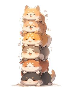 a group of cats stacked on top of each other in the shape of a pyramid