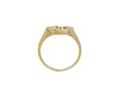 With a casual elegance and hint of sparkle, this Pascale Monvoisin ring has a molten heart of 9K yellow gold with a star in the center. The sides of the heart are set with a scattering of tiny diamonds which add a hint of subtle sparkle. It is centered in the 9K yellow gold ribbed signet band. ring face : just over 1/2" x just under 1/2"diamonds : about 1mm diameter each9K yellow gold band width : 2.5mm size available : 6.75please contact us for sizing options Daniela Villegas, French Bohemian, Pippa Small, Tiny Diamond, French Chic, Gold Band, Casual Elegance, Signet Ring, Gold Bands