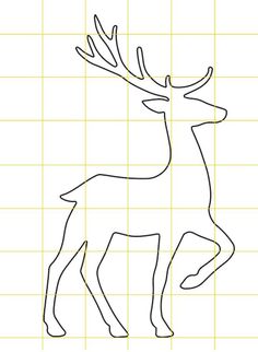 a drawing of a deer with antlers on it's head and tail, in the shape of a grid