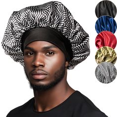 PRICES MAY VARY. SOFT SATIN FABRIC: This satin bonnet men is made from 100% soft satin. The satin bonnet for sleeping men is perfect for keeping your hair hydrated, preventing frizz, and locking your hairstyle in place. BIGGER SIZE: This bonnet for men is 36 cm in diameter, making it perfect for men. Plus, the bonnet men is equipped with an elastic band that can stretch up to 7 cm to fit any head. The elastic band on the mens bonnet for sleeping stays in place while you sleep, preventing any sli Bonnet For Men, Silk Sleep Cap, White Bonnet, Mens Dreads, Sleeping Man, Silk Bonnet, Satin Bonnet, Hair Bonnet, Cap Mens