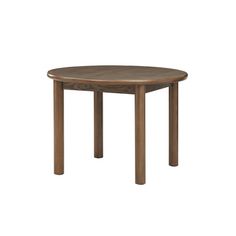 a wooden table with two legs and a small round top on an isolated white background