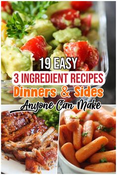 easy dinner recipes 3 Ingredient Dinner Recipes, 3 Ingredient Meals, Easy 3 Ingredient Recipes, Crockpot Dinners Healthy, Dinners Healthy, Simple Family Meals, Budget Family Meals