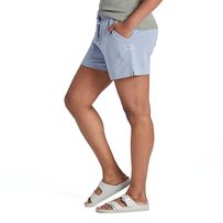 Made from our signature, stretchy Crusher-Flex jersey fabric, these relaxed shorts are so soft and comfy, they already feel like your favorite. 92% USA Grown Cotton, 8% Spandex 7.08oz Mid-weight cotton/spandex jersey, garment washed for softness. Elastic encased self waistband with drawcord. Slash pockets with self binding. Life Is Good® twill patch. 41/2" inseam. Imported | Life is Good Women's Solid Crusher-FLEX Shorts T-Shirt in Stone Blue Size Medium | Cotton Blend Comfortable Everyday Pajama Shorts, Comfort Waistband Shorts, Comfortable Relaxed Fit Pajama Shorts, Casual Pajama Shorts With Relaxed Fit, Casual Short-length Activewear For Lounging, Relaxed Leisure Bottoms With Short Length, Casual Comfort Waistband Shorts For Loungewear, Summer Lounging Activewear Shorts, Relaxed Leisure Bottoms Short Length