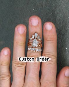 You will receive ring set similar to the ones on the photos just in your size and with the selected central stone. Depending on ring size amount of smaller stones could be less to fit comfortably. Don't see your size? Contact me! Want to see the stone in the details? Contact me. Please keep in mind that the color of the ring and stones on the photos may differ slightly from the original colors due to lighting conditions and monitor color reproduction. DETAILS ★ Small Herkimer quartz crystal with Handmade Diamond Wedding Rings, Heirloom Handmade Stackable Rings For Promise, Handmade Heirloom Stackable Rings For Promise, Unique Stackable Crystal Promise Ring, Handmade Rose Gold Stackable Rings For Wedding, Unique Adjustable Stackable Rings For Wedding, Unique Handmade Diamond Wedding Ring, Unique Stackable Rings With Rose Cut Diamonds For Anniversary, Handmade Crystal Toe Ring For Wedding