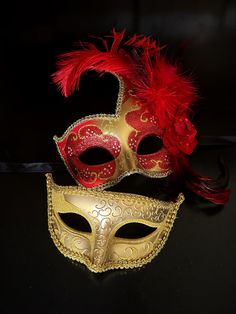 Immerse yourself in the charm of our women's mask – a gold and red masterpiece with red feathers. For the men, our gold Venetian mask is embellished with gold glitter around the eyes, creating an air of sophistication. Perfectly paired for an unforgettable night, our masks are crafted with precision and adorned with the finest details to make your entrance truly magical.


Age Group/Gender - Adult/Unisex

Size/Type - One size fits all adults

Mask Color - Gold/Red

Mask Material - Polyresin/Fabr Masquerade Aesthetic, Red Masquerade, Couples Masquerade Masks, Masquerade Outfit, Mask Drawing, Red Mask, Female Mask, Gold Mask, Masquerade Masks