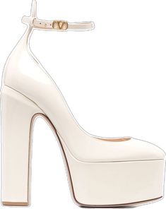 Cream Patent Leather Platform Heels, Luxury Cream Heels With Buckle Closure, Luxury Cream Platform Heels, Patent Leather Pumps, Platform Pumps, Leather Pumps, Valentino Garavani, Patent Leather, Pumps