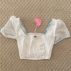 Bnwt Coquette Princess Vibes Small Stain Inside, Haven't Washed But Can't See From Outside Cute White Fitted Crop Top, White Fitted Cute Crop Top, Cute Fitted White Crop Top, Mermaid Crop Top, Peach Crop Top, Coquette Princess, Melanie Martinez Concert, Princess Vibes, Kiss Pink