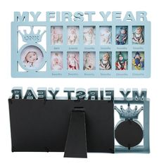 a baby's first year photo frame with pictures