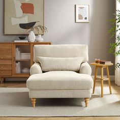 a living room scene with focus on the chair