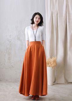 "You'll feel ultra chic and modern wearing the A Line skirt throughout the year, the long skirt will be a prefect on for your summer autumn. DETAIL * More colors available https://etsy.me/3ifY3Py * 100% pure linen * Two side pockets * Right Hidden Zipper closure * Back elastic waistband * Maxi linen skirt, long linen skirt, Plus size Skirt * Ankle length effect * Perfect for Summer, spring and Autumn * Machine Washable in Warm/Cold Water/Do not bleach /Mid-iron /Hang Dry *The model is 170 cm (5′ Maxi Linen Skirt, Maxi Skirt With Pockets, Long Linen Skirt, Linen Maxi Skirt, Skirt Flowy, Fall Skirt, Midi Skirt With Pockets, Maxi Rok, Pleated Long Skirt