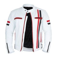 About Nathan Red and White Leather Motorcycle Jacket Buy White Genuine Leather Motorcycle Jacket for Men Made of Cowhide Leather. Free Shipping in USA, UK, Canada, Australia & Worldwide With Custom Made to Measure Option. Genuine Leather Motorcycle Jacket Made of high quality Grade-A Cow Leather Color : White Lining : Polyester Protective Armors : Included Red Biker Leather Jacket For Motorcycling, Red Biker Jacket For Motorcycling, Red Leather Motorcycling Jacket, Red Biker Outerwear For Motorcycling, White Leather Biker Jacket For Streetwear, White Long Sleeve Biker Jacket For Motorcycling, Red Leather Motorcycle Jacket, White Moto Leather Jacket, White Biker Outerwear For Biker Events