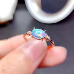 Opal Rings With Gemstone Accents, Rose Gold Round Jewelry With Stones, Rose Gold Opal Jewelry With Gemstone, Rose Gold Opal Gemstone Jewelry, Colored Bubbles, White Opal, October Birth Stone, Opal Gemstone, Adjustable Rings