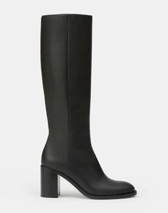 Calfskin Leather Knee High Boot | Lafayette 148 New York Modern Leather Knee-high Boots With Block Heel, Sleek Leather Knee-high Boots With Block Heel, Modern Leather Knee-high Boots With Stacked Heel, Modern Calf Leather Knee-high Boots For Fall, Modern Knee-high Boots With Stacked Heel, Modern Tall Leather Boots, Sleek Tall Leather Heeled Boots, Sleek Tall Leather Boots, Modern Leather Knee-high Boots With Sculpted Heel