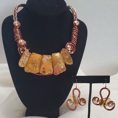 Absolutely Exquisite... Hand Jewelry, Orange Yellow, Earring Necklace, Color Orange, Statement Earrings, Womens Jewelry Necklace, Jewelry Necklaces, Copper, Necklaces