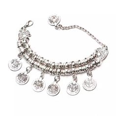 Double Row Antique Vintage Silver Bohemian Bracelet Featuring Cute Coins. A Must-Have For Festival Season! Adjustable. Nwt. Boutique Best Friend 2, To Best Friend, Handmade Charm Bracelets, Initial Charm Bracelet, Friend 2, Coin Bracelet, Wedding Party Jewelry, Bohemian Bracelets, Handmade Charms