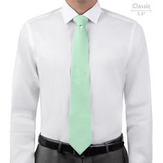 Solid KT Mint Necktie - Classic - Knotty Tie Co. Elegant Green Formal Neckwear, Fitted Green Standard Tie, Green Fitted Standard Tie, Formal Suit And Tie Accessories For Spring, Formal Green Spring Tie, Spring Formal Green Tie, Spring Green Formal Tie, Semi-formal Summer Standard Tie, Elegant Fitted Green Neckwear