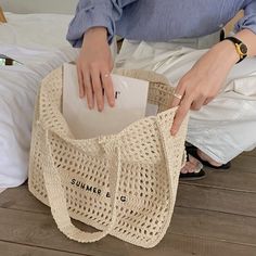 Kylethomasw Hollow Crochet Hook Handbags Ladies Summer Simple Beach Vacation Bags Women Straw Tote Solid Shoulder Bags InsMaterial:Polyester Bag Size: L*W*H-- 35*13*31cm(1 inch = 2.54 cm, 1cm = 0.39 inch)Package Content :Shoulder Bag*1Note: 1.Please allow 1-3cm differences due to manual measurement, thanks.2.Item color displayed in photos may be showing slightly different on your computer monitor since monitors are not calibrated same.3.If you receive damaged packaging, please do not raise objec Vacation Bag, Women Crossbody Bag, Straw Tote, Simple Bags, Casual Tote, Beach Tote Bags, Types Of Bag, Crochet Hook, Woven Bag