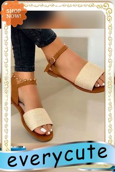 Women Sandals Classics Ankle Strap Summer Sandals Flat Shoes for Women Lightweight Flats Sandalias Mujer Casual Summer Footwear Beige Sandals For Party And Beach Season, Gold Ankle Strap Sandals For Beach Season, Gold Ankle Strap Sandals For Vacation, Gold Ankle Strap Sandals For Beach, Gold Ankle Strap Sandals For Summer, Gold Ankle Strap Summer Sandals, Flat Shoes For Women, Summer Sandals Flat, Summer Footwear