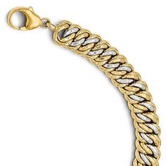 Leslies 14k Gold Rhodium-plated Fancy Link Bracelet Link Chain Bracelet, Real Jewelry, Bow Jewelry, Gold Bracelet Chain, Cuff Bangles, Black Bow, 14kt Gold, Link Chain, Link Bracelets