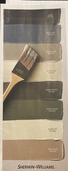 there are many different shades of paint with a brush on top of one that says sherylin - williams