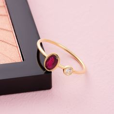 14k 18k 10k Gold Oval Shape Bezel Setting Ruby Gemstone Ring, Natural Genuine Ruby Jewelry, Diamond Anniversary Ring Gift Our rings are perfect choice for a Christmas, Mother's Day, valentine's day, birthday, wedding, anniversary, graduation, engagement, bridesmaid, and best friends gift. It's a good way to show appreciation to your mom, girlfriend, wife, grandmother, grandchildren, daughter, sister, best friend, boss or a co-worker. Also, a special treat just for yourself.   FEATURES * Solid Go Oval Ruby Ring With Gemstone Accents In Yellow Gold, Oval Ruby Ring With Gemstone Accents In 14k Gold, Gold Oval Cabochon Birthstone Ring With Bezel Setting, Oval Diamond Birthstone Ring With Bezel Setting, Oval 14k Gold Birthstone Ring With Rose Cut Diamonds, 14k Gold Oval Birthstone Ring With Gemstone Accents, Oval Birthstone Ring With Gemstone Accents In 14k Gold, Oval 14k Gold Rings With Bezel Setting, Oval Yellow Gold Birthstone Ring With Rose Cut Diamonds